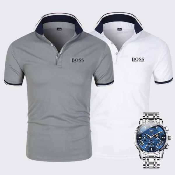 [Buy 2 Pay 1] 2-Pack Premiere Polo Shirts + Exclusive Watch