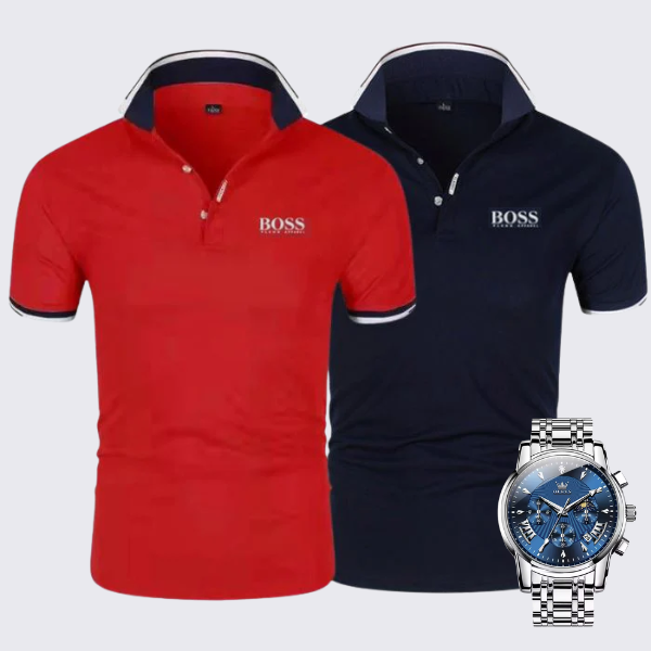 [Buy 2 Pay 1] 2-Pack Premiere Polo Shirts + Exclusive Watch