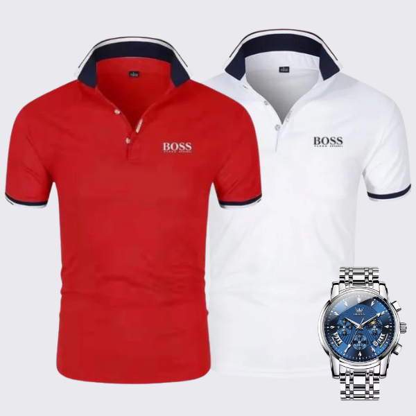 [Buy 2 Pay 1] 2-Pack Premiere Polo Shirts + Exclusive Watch