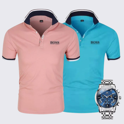 [Buy 2 Pay 1] 2-Pack Premiere Polo Shirts + Exclusive Watch