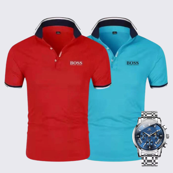 [Buy 2 Pay 1] 2-Pack Premiere Polo Shirts + Exclusive Watch